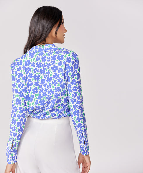 Chiffon Printed Long Sleeve Shirt Top